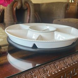  Elegant Ceramic Sectioned Serving Tray – Great for Snacks & Parties 
