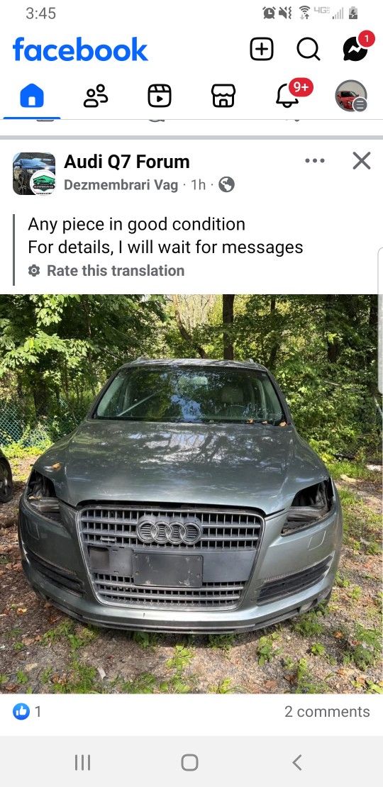 PARTS AUDI Q7 HOOD, GRILL , HEADLIGHTS