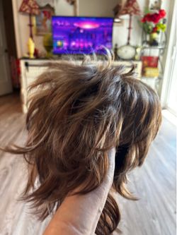 Dark brown frosted long pixi style
