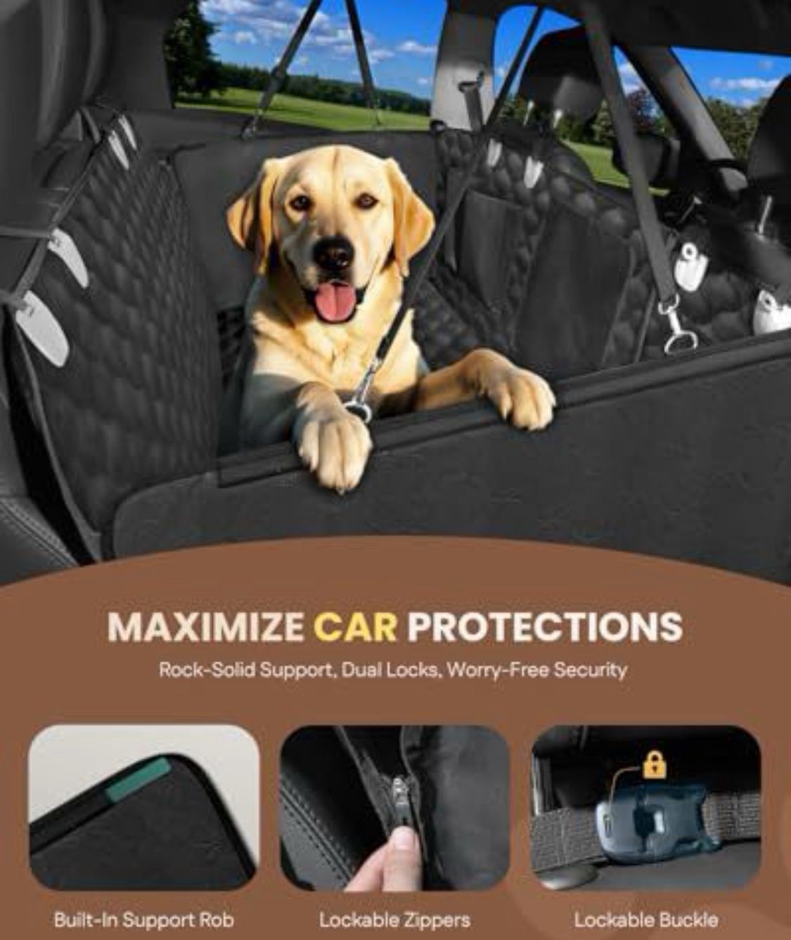 MIDOG Back Seat Extender for Dogs - Hard Bottom Dog Car Seat Cover for Back Seat,Dog Seat Cover Hard Bottom Holds 400lbs,Compatible with Child Seat,Pe