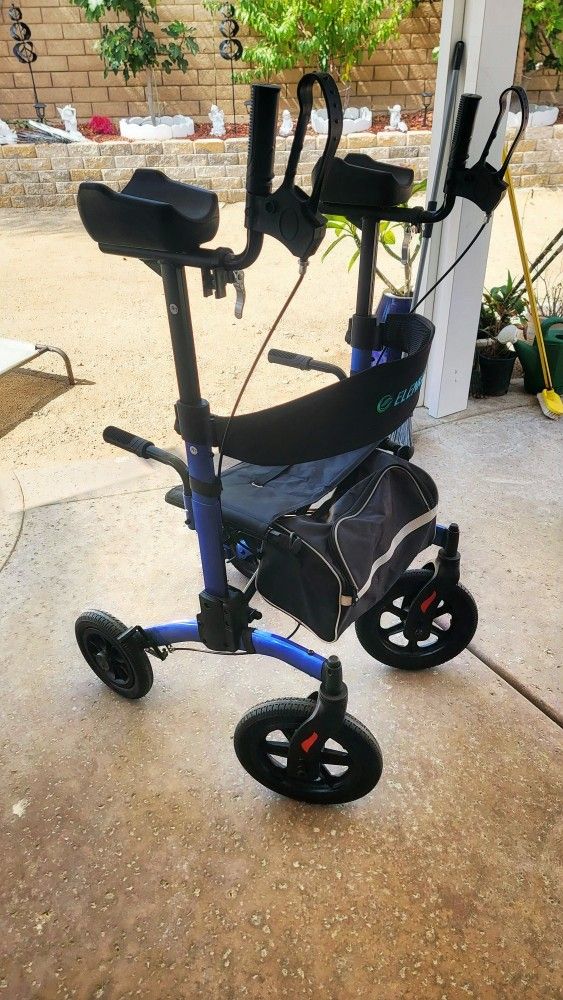 HFK Blue All Terrain Dual-Brake Upright Walker 12" wheels