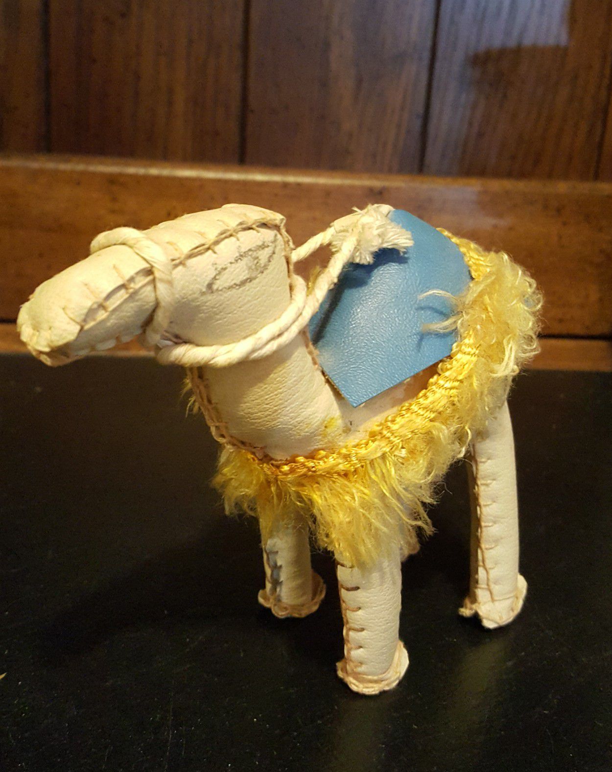 Vintage Stuffed Leather Camel Figure Toy 5"×6"×2"