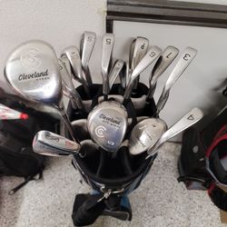 Mixed Golf Clubs And Bag.