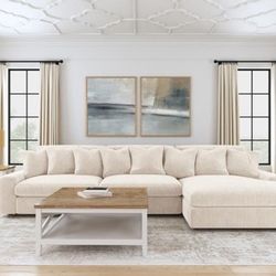 Retro Modern Upholstered Reversible Chaise Sectional Sofa Sand Couch - Sillon Seccional