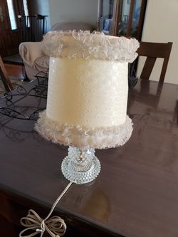 Milk glass hobnail lamp