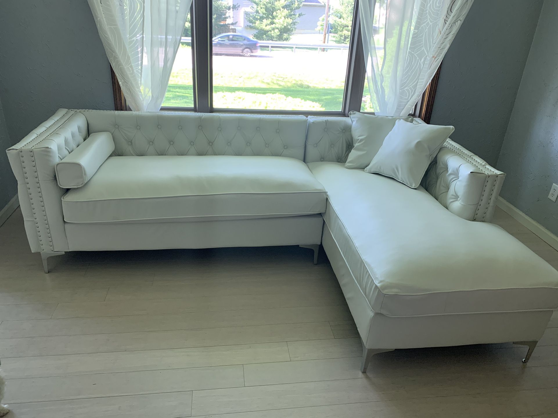 Brand New Wayfair White faux Leather Sectional