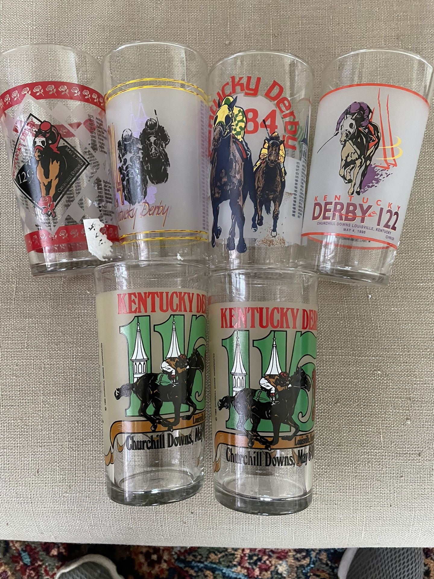 6 Official Vintage Kentucky Derby Mint Julep Glasses 