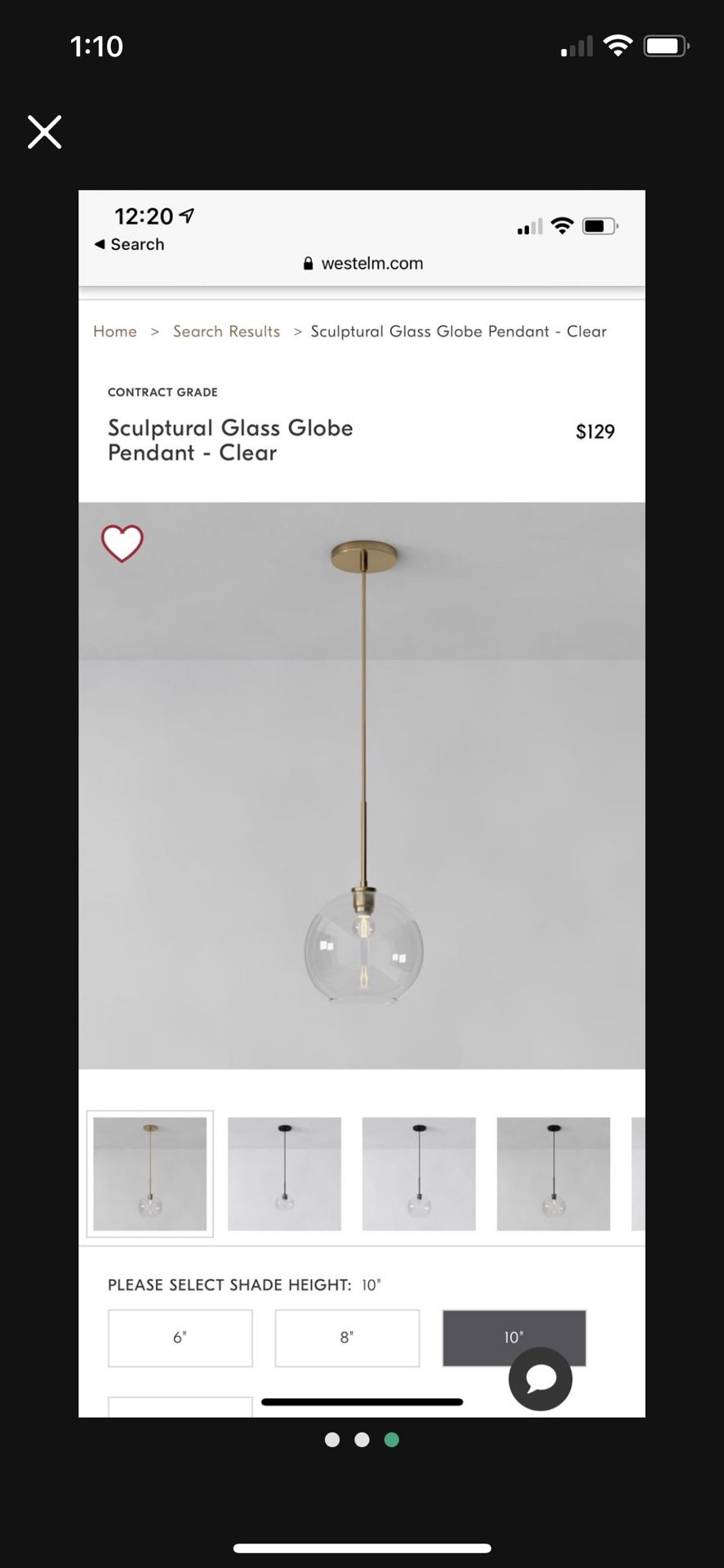 West Elm Pendant Globe Light