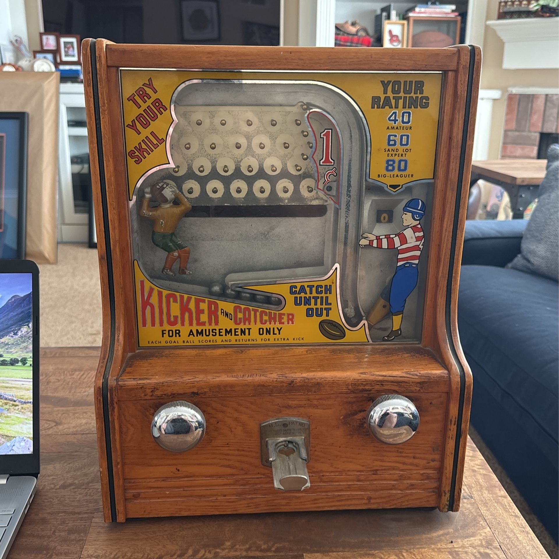 1930’s Antique Kicker & Catcher Football Penny Arcade Game
