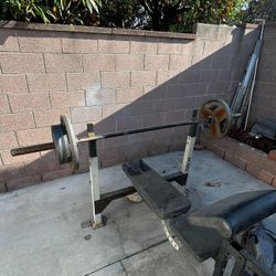 Weights+Bar+Bench W Preacher Curl All For 100