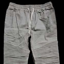 $10 - Elwood - Drawstring Moto Joggers in Gray - Sz M