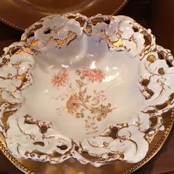 Large Decorative Hand Painted Guilded Bowl