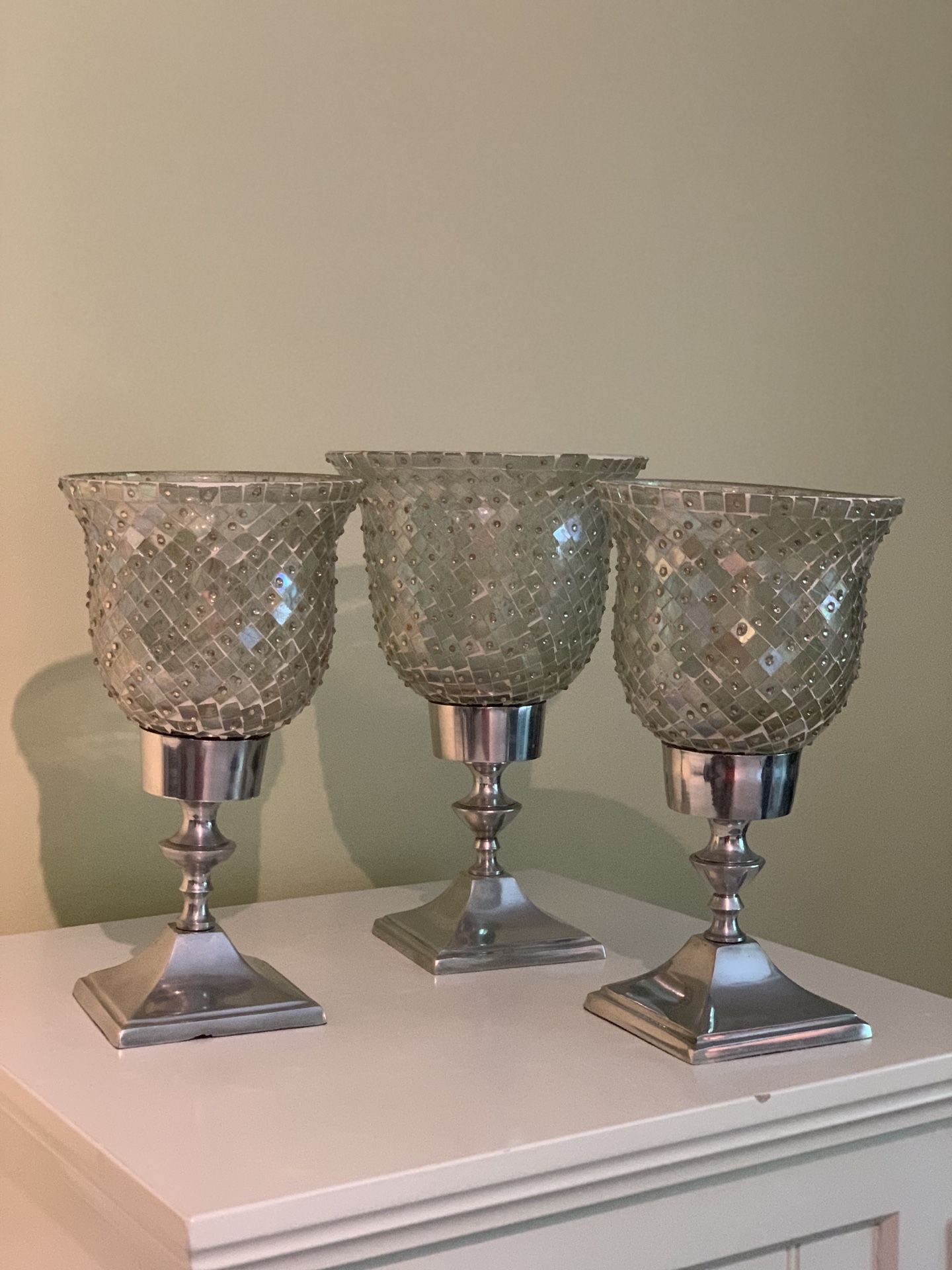 Candle Holders set of 3 mosaic style