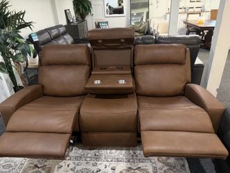 Furniture- Zero gravity genuine leather power motion genuine sofa- Hewitt