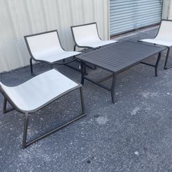 Patio,Outdoor Furniture,4 Chairs With Coffee Table.