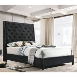 TALL Black Velvet King Size Bed Frame