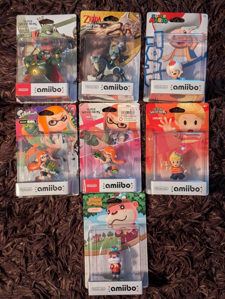 Amiibo Lot of 7 Zelda Smash Bros Splatoon King K Rool And...