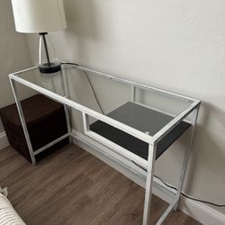 metal with glass top desk 