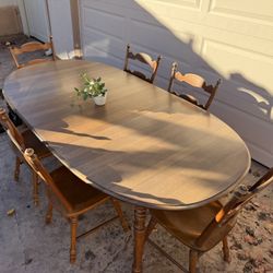 Vintage Tell City Chair Co. Dining Set - Solid Hard Rock Maple - Andover Finish