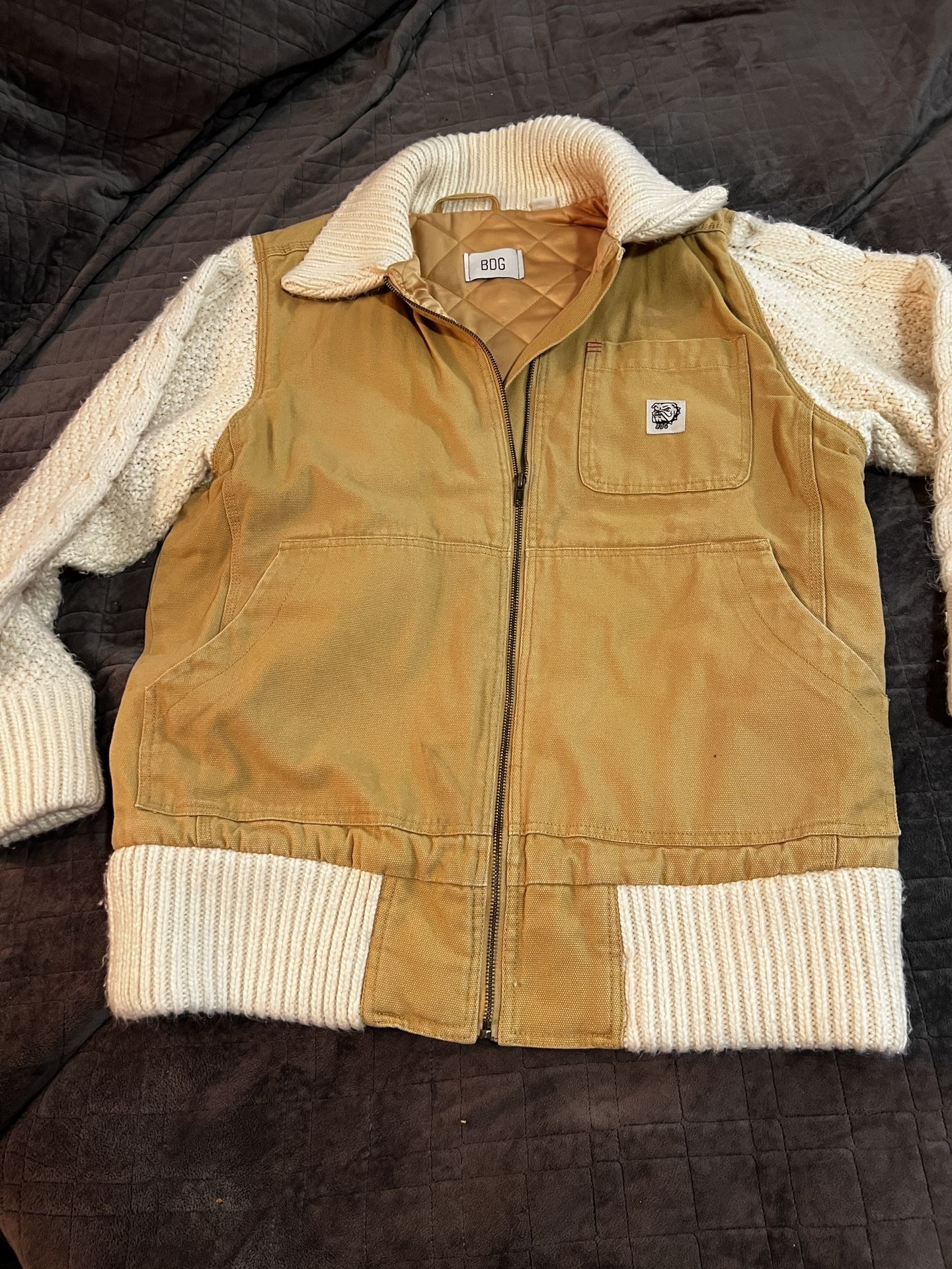 Remade Canvas L-G Khaki and Tan Bomber Jacket 🧥