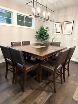 Counter Height Dining Table Set with 8 Chairs