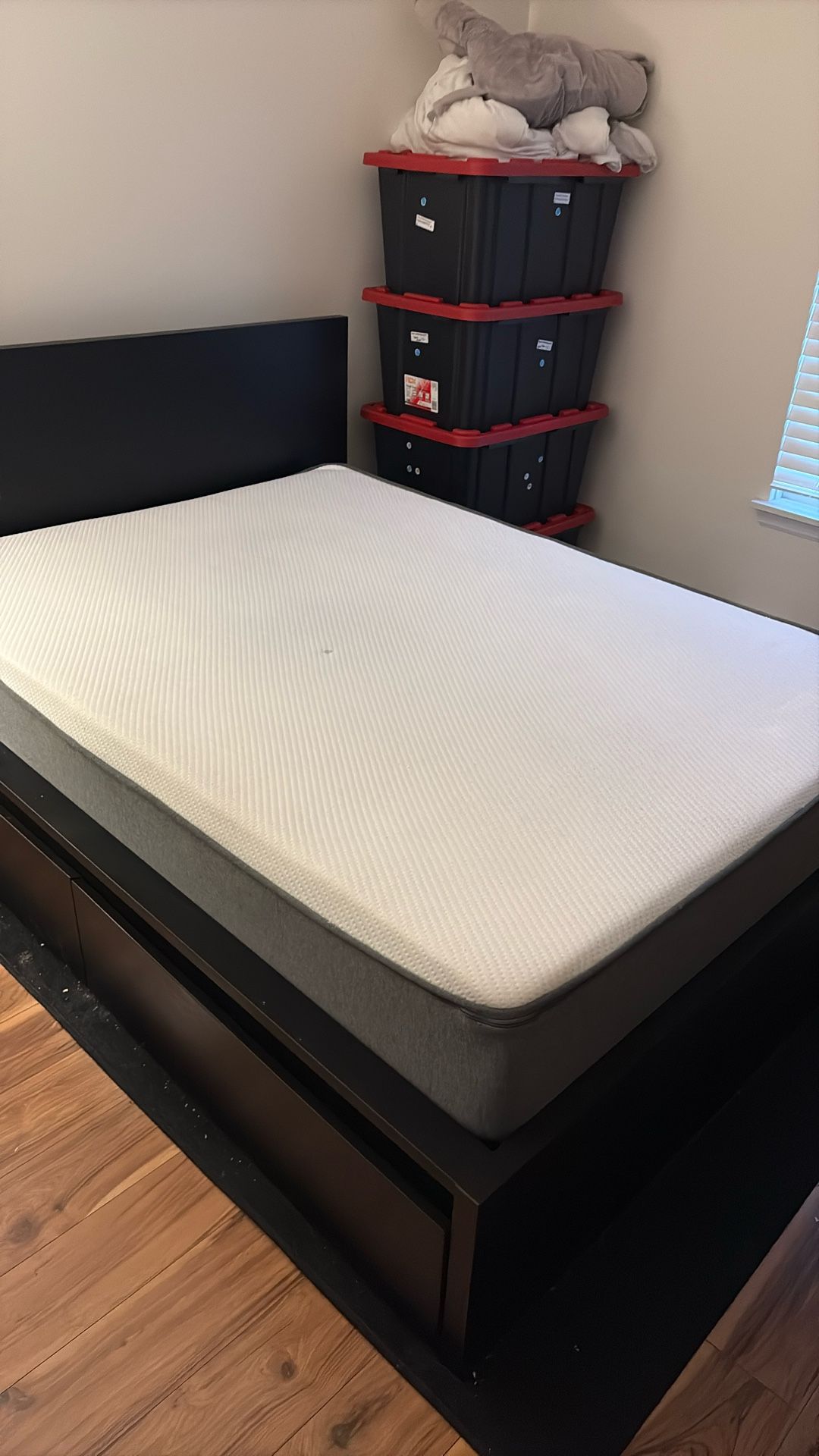 IKEA Full Bed Frame With 4 Side Drawers