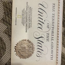 Original September 1987 Map of The Territorial Growth of United States, National Geographic