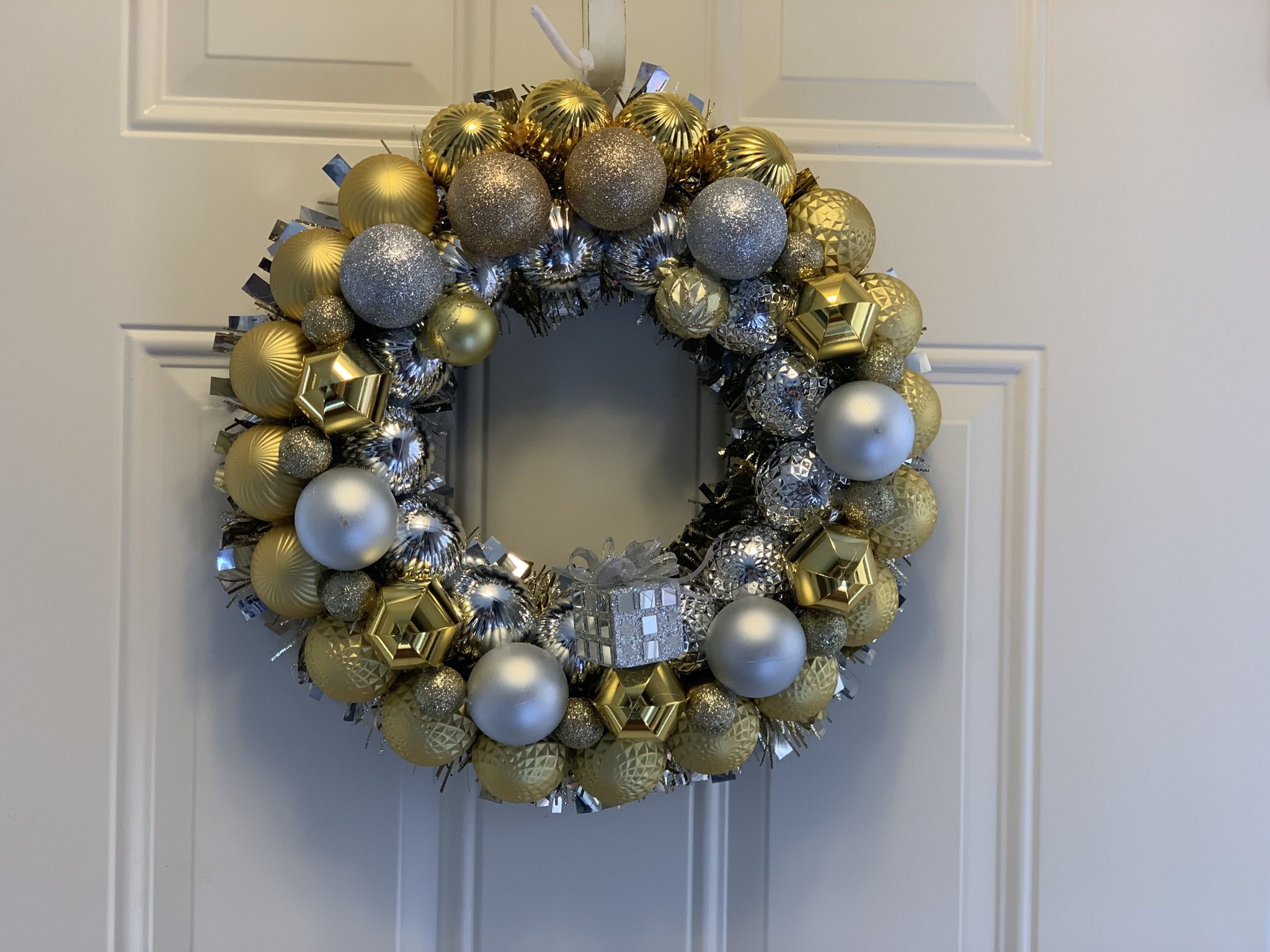 Silver and Gold Shatterproof Ornament Wreath 