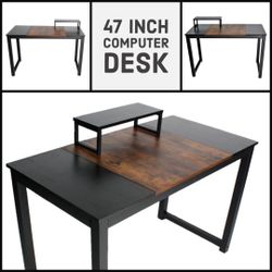 New 47” Premium Executive Computer Desk Home Office Writing Desk Wooden Study Desk Table Workstation