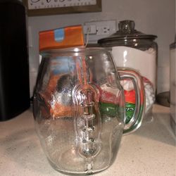 Glass football mug