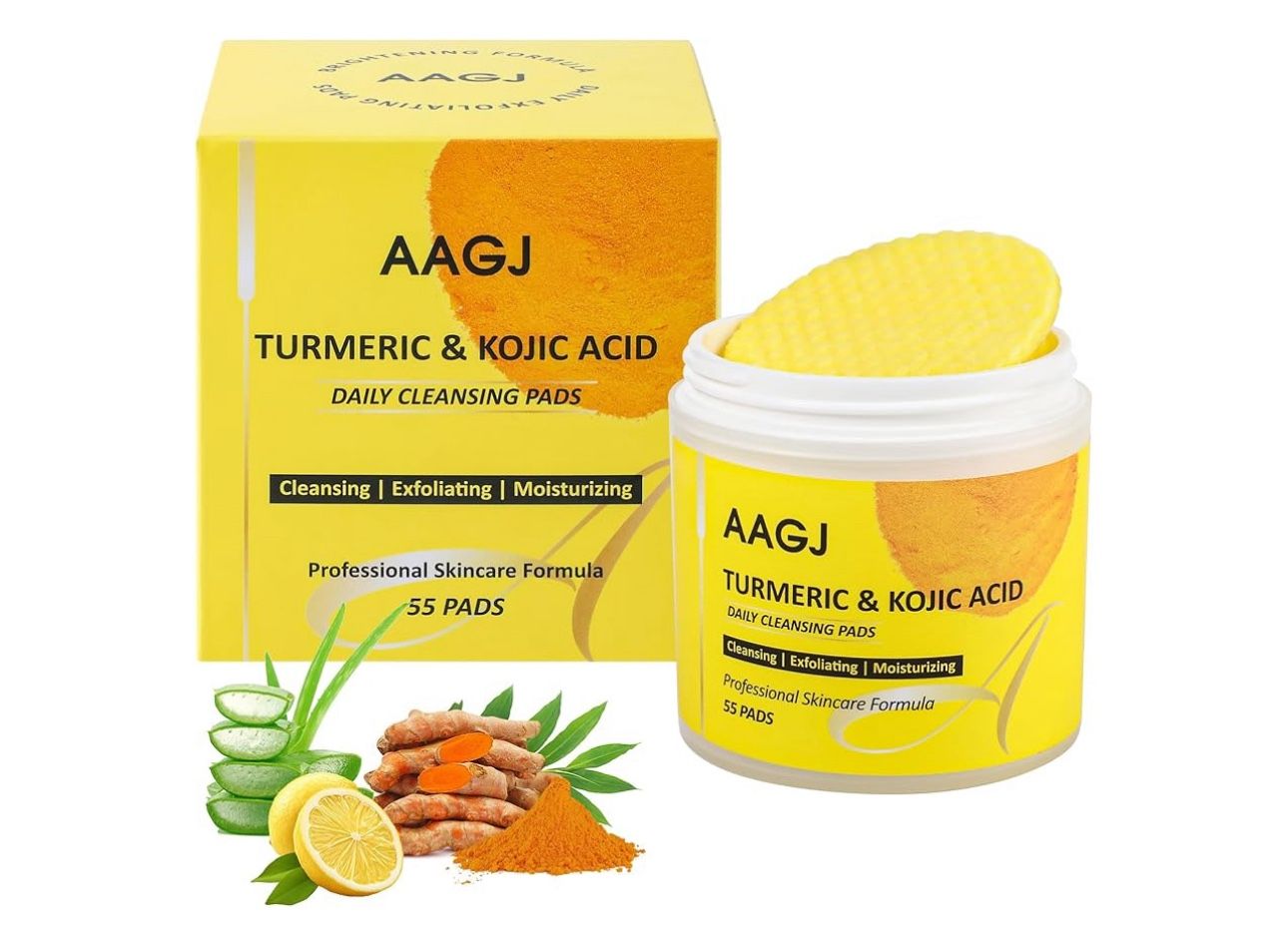 Brand New Turmeric Kojic Acid Cleansing Pads, Turmeric Exfoliating Face Scrub Pads