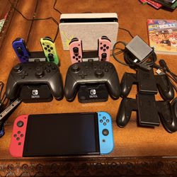Nintendo Switch OLED Bundle – 3 Joy-Con Sets, 2 Pro Controllers, Docks & Accessories