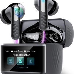 Wireless Earbuds with Touch Screen, Bluetooth 5.4 Headphones, ANC/ENC Noise Cancelling, 48H HiFi Stereo Bluetooth Ear Buds with 5 EQ Modes, Transparen
