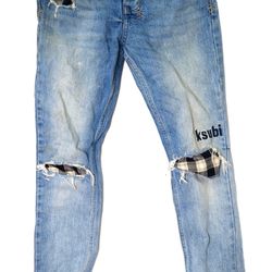 Ksubi Chitch Self Repair Slim Fit Mens Blue Jeans Size 30"