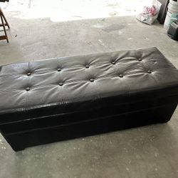 Leather Storage Ottoman Bench