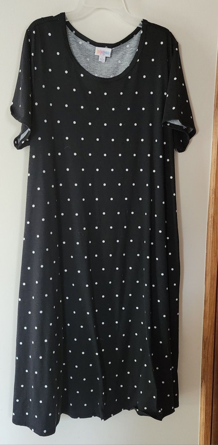 LULAROE LARGE BLACK POLKA DOT DRESS