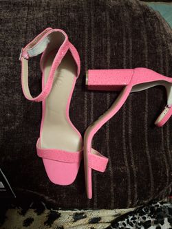 INC Womens Pink Mixed Media Lexini Square Toe Block Heel Sandals Shoes 11 M