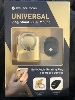 Cell phone ring / stand with car mount hook