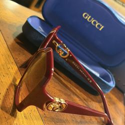 Burgundy Gucci Sunglasses 