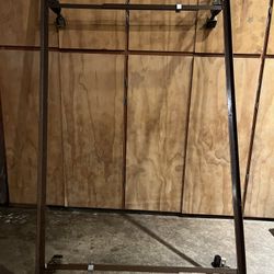 Metal Bed Frame On Rollers. Double / Queen