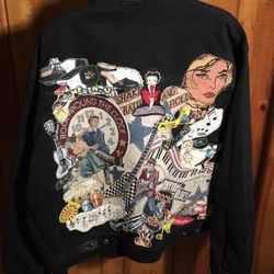 Retro Black DENIM JACKETs *new* ROCKnROLL THEME - hand-crafted