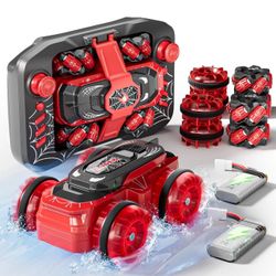 Spider Car Waterproof Mini 4WD Amphibious RC Car w/ Remote - Red