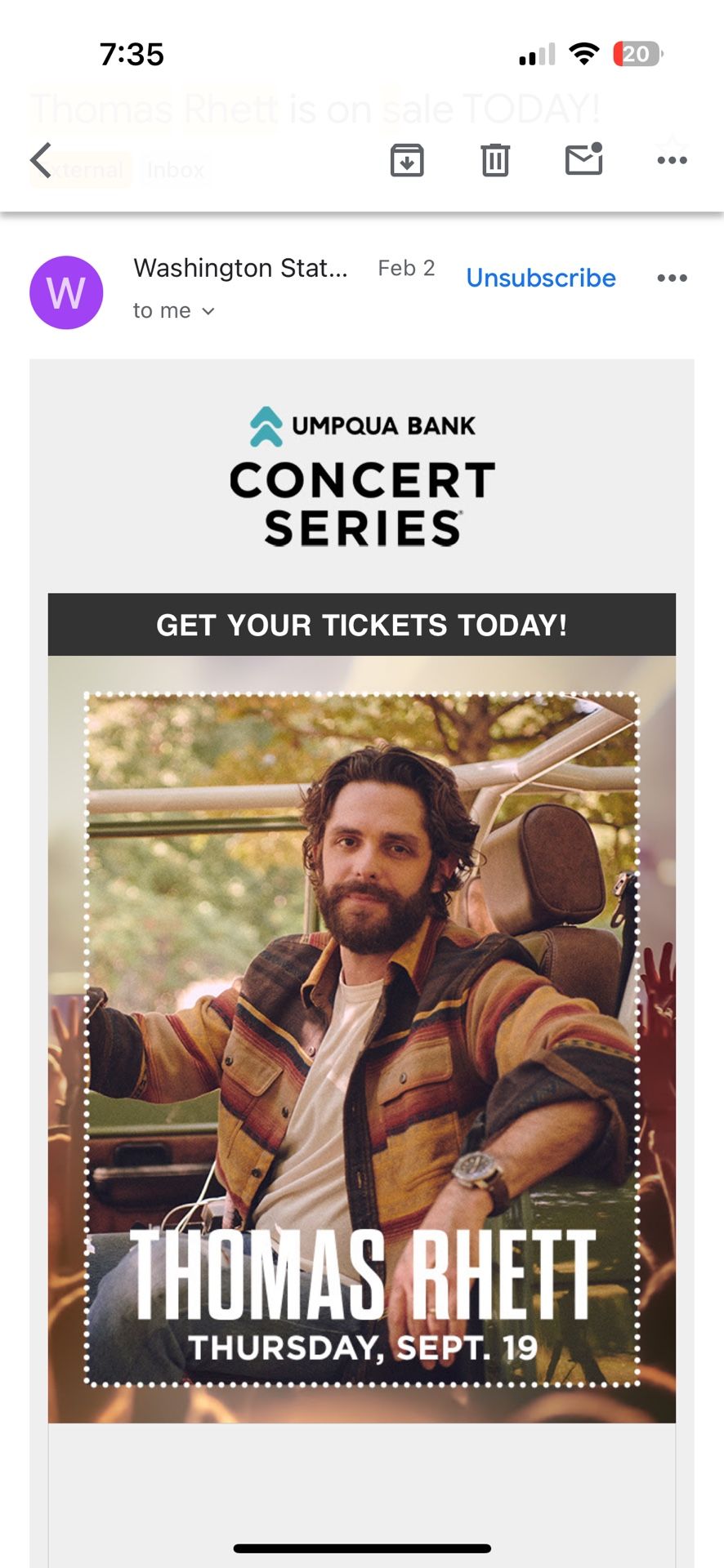 Thomas Rhett - 3RD ROW $225