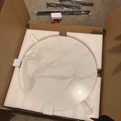 Coffee Table (white marble Top) Black Legs -New