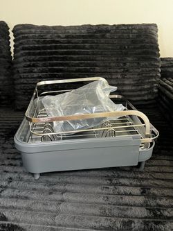 Extendable Stainless Steel Dish Rack – Fingerprint-Resistant Gray – Rack for Stemware and Utensils