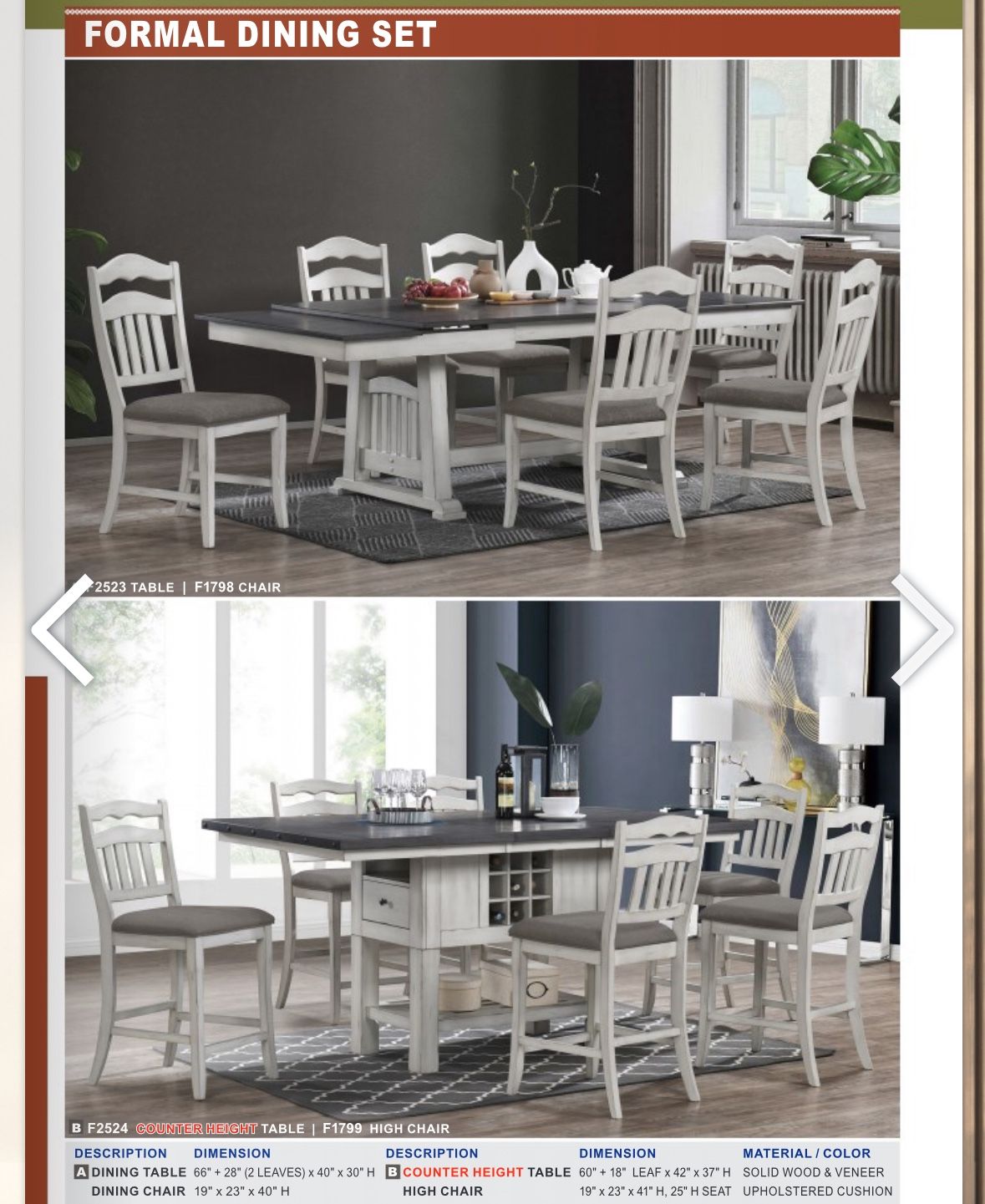 Counter Height Dining Table Set