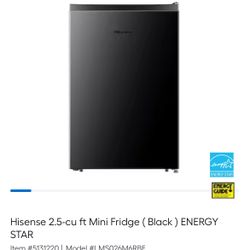Hisense 2.5-cu ft Mini Fridge ( Black ) ENERGY STAR 