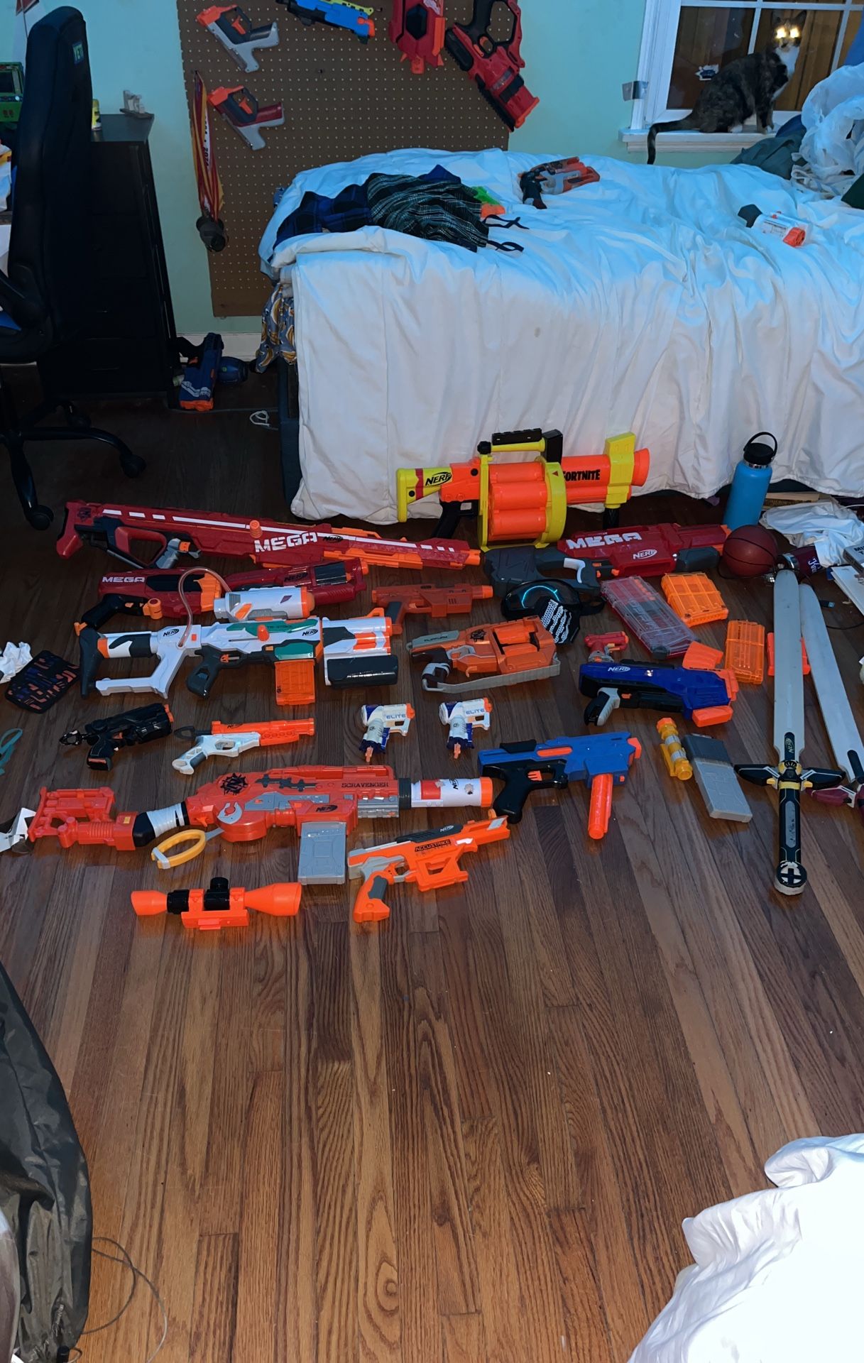 A large bundle/collection of Nerf guns and accessories