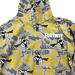Fortnite Pullover All Over Character Print Hoodie Sweatshirt Boys Sz 14-16