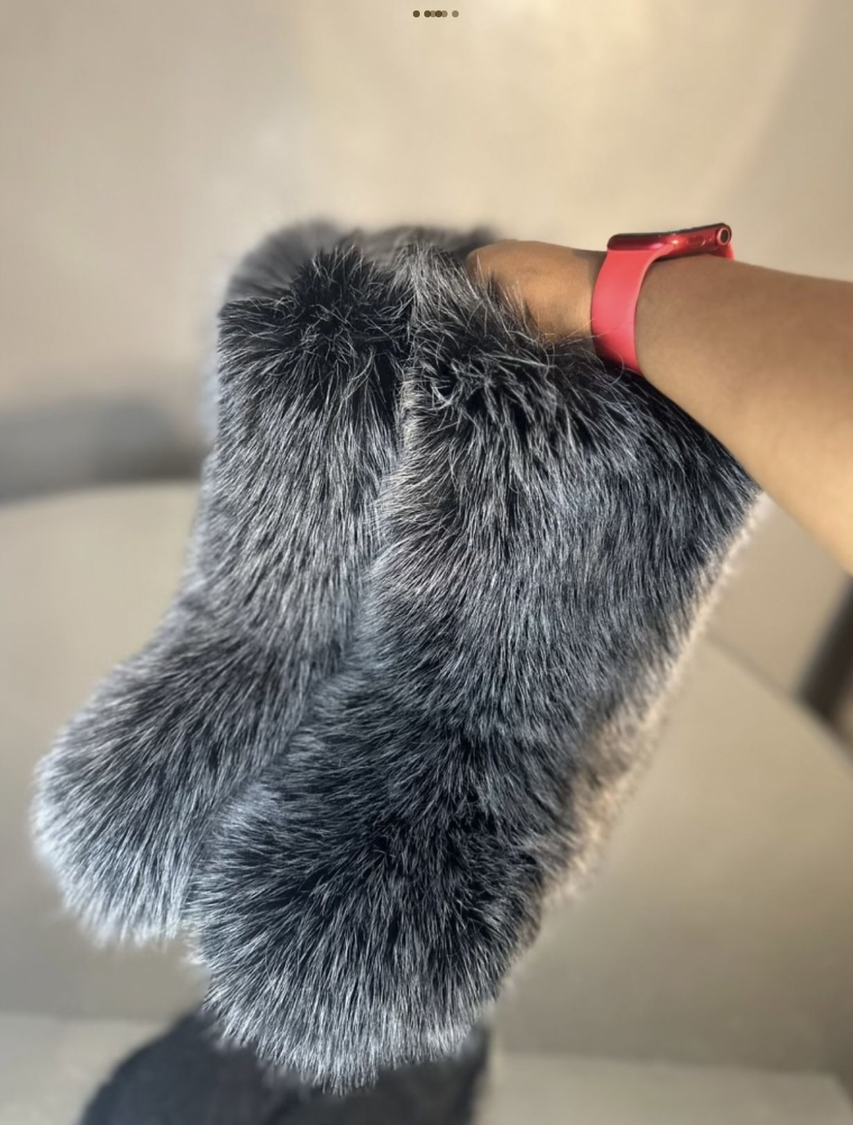 Grey Faux Fur Boots Size 8 & 8.5